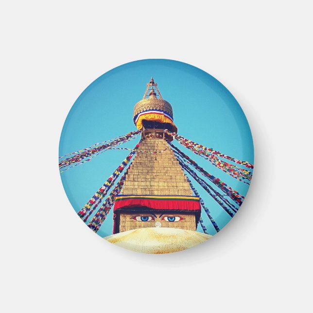 Boudhanath Stupa, Buddha Ögon, Himalayas, Nepal Magnet (Framsidan)