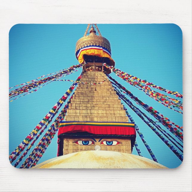 Boudhanath Stupa, Buddha Ögon, Himalayas, Nepal Musmatta (Framsidan)