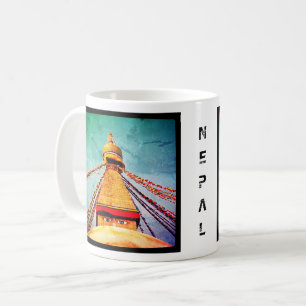 Boudhanath Stupa, Buddha Ögon, Katmandu, Nepal Kaffemugg