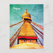 Boudhanath Stupa, Buddha Ögon, Nepal-vykort