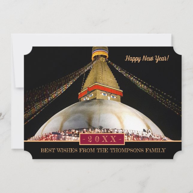 Boudhanath Stupa & Gott nytt år! Kort /20XX (Framsida)