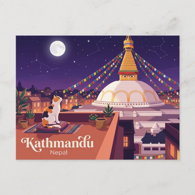Boudhanath Stupa Nepal Vykort (Framsida)