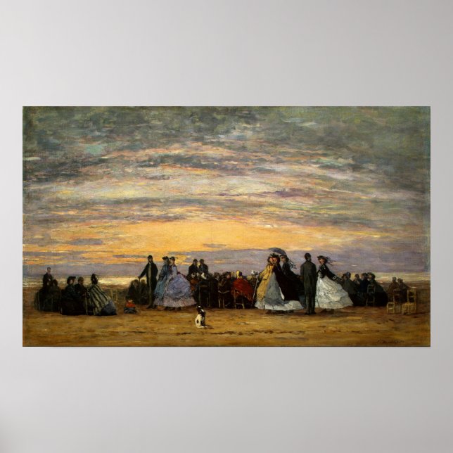 Boudin - Beach at Villerville 1864 Poster (Framsidan)
