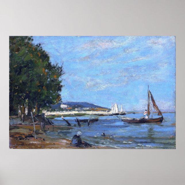 Boudin - Honfleur Riverscape 1854 Poster (Framsidan)