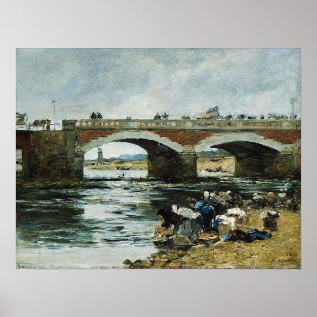 Boudin - Knivklänningar nära Bridge 1883 Poster (Framsidan)