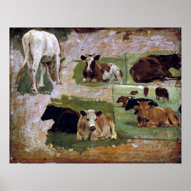 Boudin - Kor och boskap (studie) 1860 Poster (Framsidan)