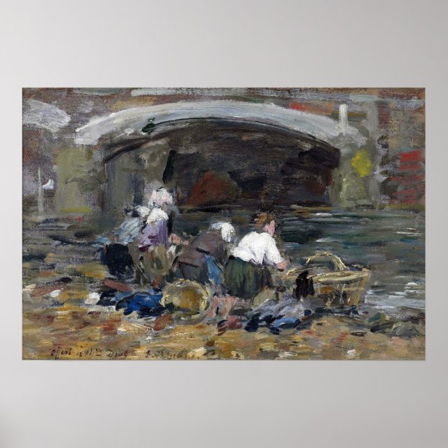 Boudin - Kringningar nära Bridge 1885 Poster (Framsidan)