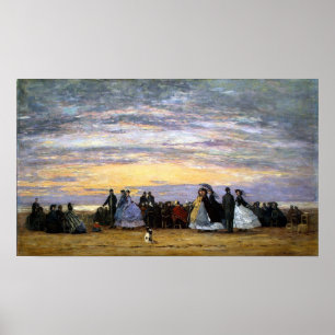 Boudin - The Beach at Villerville, 1864 Poster