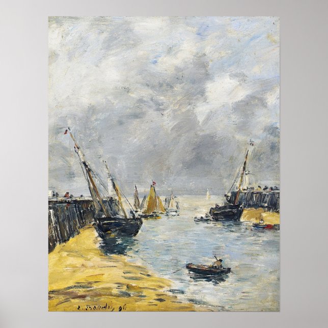 Boudin - Trouville Jetties i Harbour 1896 Poster (Framsidan)