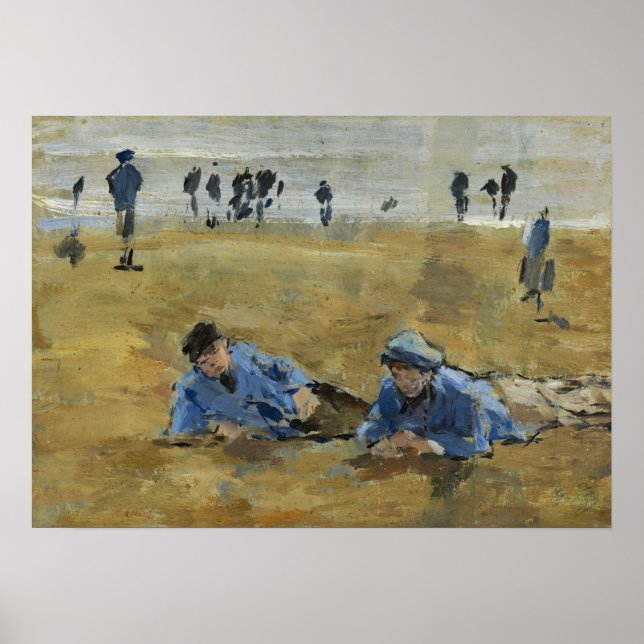 Boudin - Två män som ligger på stranden Poster (Framsidan)