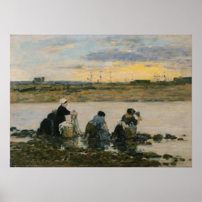 Boudin - Washerwomen By River Poster (Framsidan)