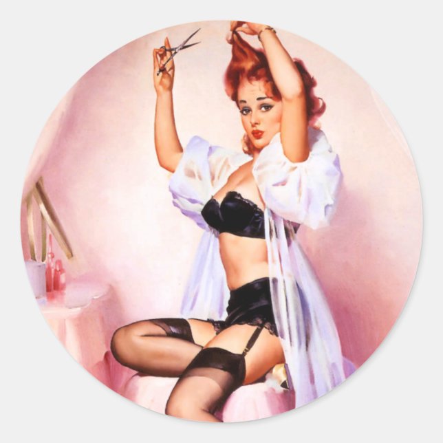 Boudoir Pin Up Runt Klistermärke (Framsida)