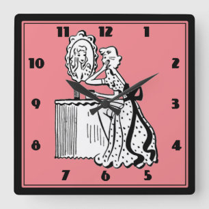 Boudoir Retro för 50-talMitt--Århundrade modern Fyrkantig Klocka