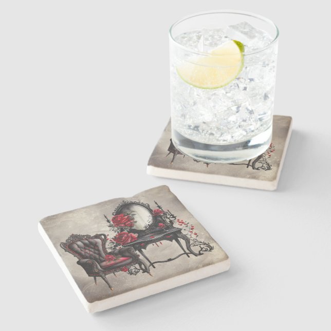 Boudoir | Vanity Mirror och Victorian Parlor Ordfö Stenunderlägg (Sidan)