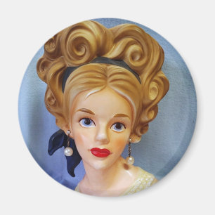 Bouffant Hair Dam Head Vas Big Blue Öga Magnet
