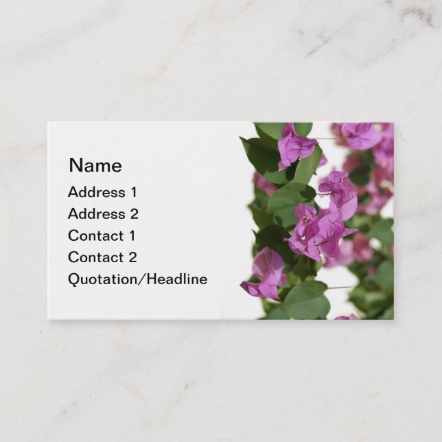 Bougainvillea Business Card-mallar Visitkort (Framsida)