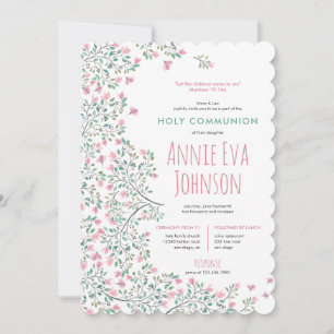 Bougainvillea First Heliga Communion Inbjudningar