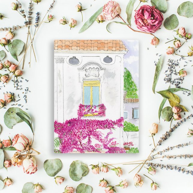 Bougainvillea Flowers In Positano, Italien Vykort (Skapare uppladdad)