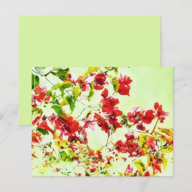 Bougainvillea Flowers Vine Art Note Card Set Anteckningskort (Fram/baksida)