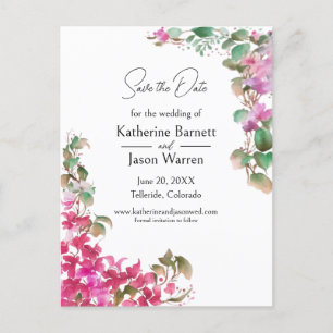 Bougainvillea Flowers Watercolor Magenta Vykort