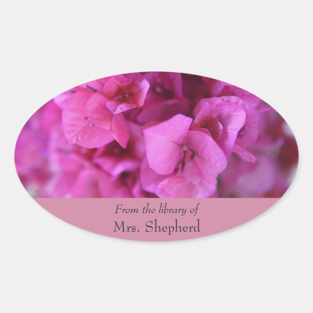 Bougainvillea fullt bokplåt ovalt klistermärke (Framsida)