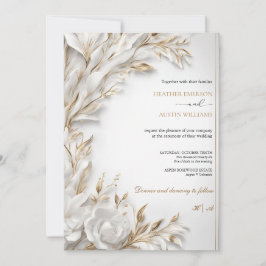 Bougainvillea Grönt Guld Bröllop Art nouveau Mucha Inbjudningar