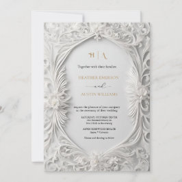 Bougainvillea Grönt Guld Bröllop Art nouveau Mucha Inbjudningar