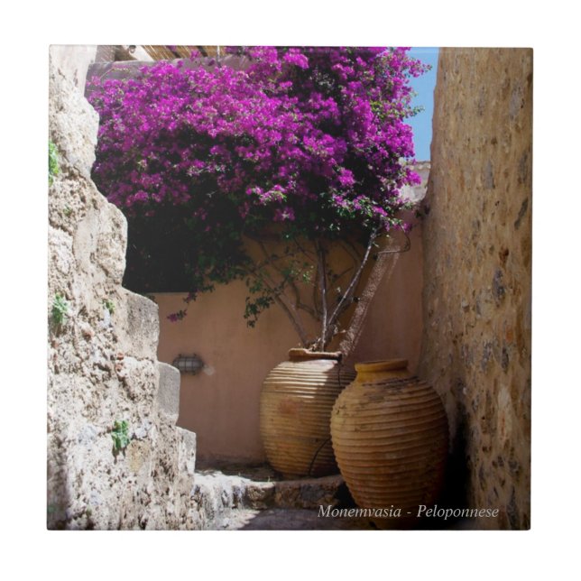 Bougainvillea i amphorah kakelplatta (Framsidan)