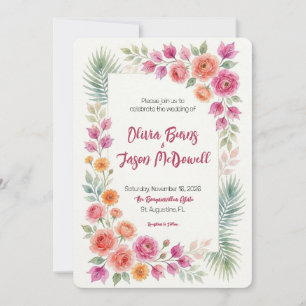 Bougainvillea i blom Invitation Inbjudningar