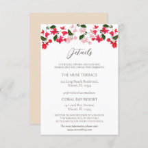 Bougainvillea-inhägnad Bröllopsdetaljkort