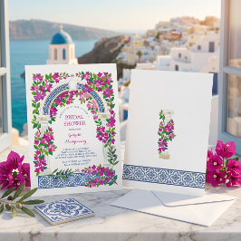 Bougainvillea Mediterranean blue Bröllopsdusch Inbjudningar