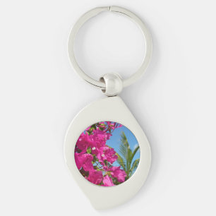 Bougainvillea och den tropiska naturområdet Handfl Swirl Silverfärgad Nyckelring