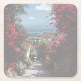 Bougainvillea path | Acrylic Underlägg Papper Kvadrat