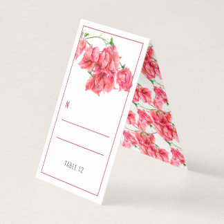 Bougainvillea red wedding guest place tent cards kort