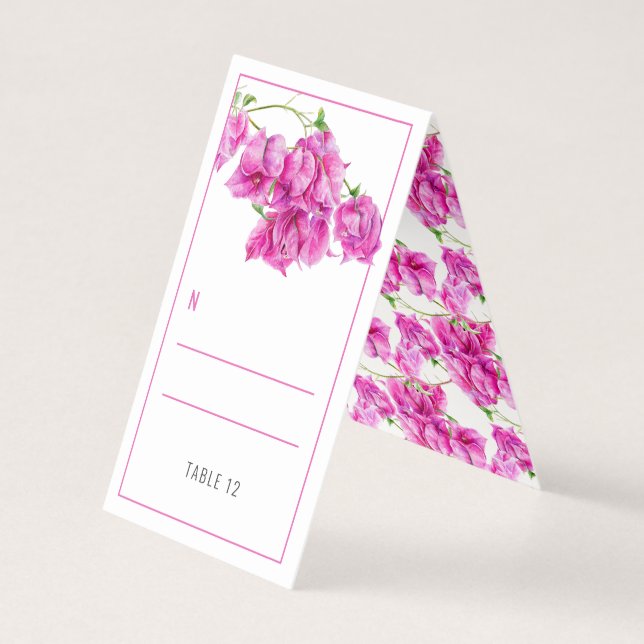 Bougainvillea rosa bröllop gästkort ställe tält kort (Baksida)