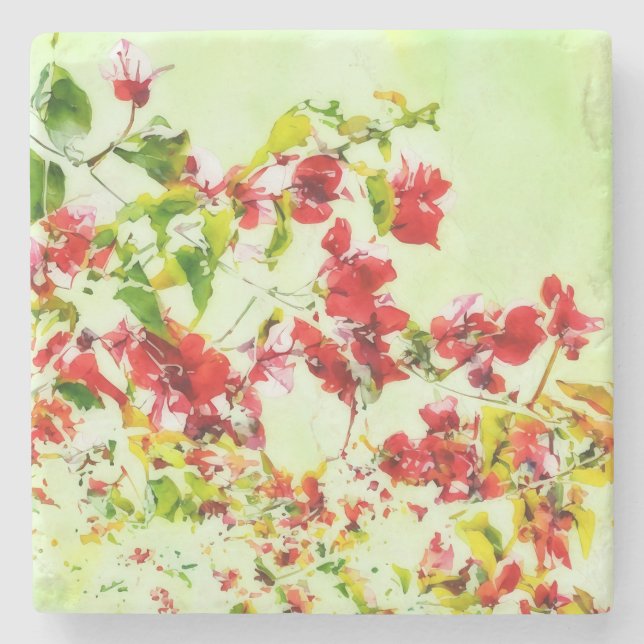 Bougainvillea Tropical Art Flower Marble Stenunderlägg (Framsidan)