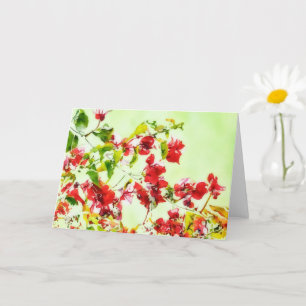 Bougainvillea Tropical Blommigt Art Note Card Kort