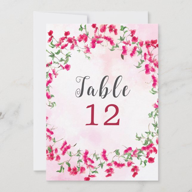 Bougainvillea Tropical Forest Wedding Table Number Inbjudningar (Framsida)