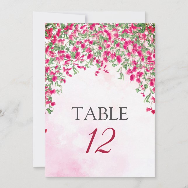 Bougainvillea Tropical Forest Wedding Table Number Inbjudningar (Framsida)
