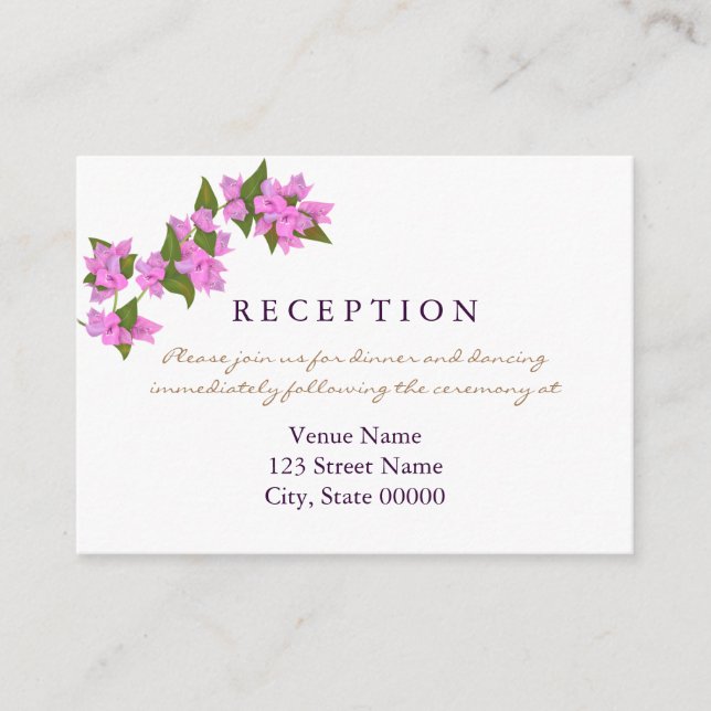 Bougainvillea Tropical Wedding Card Tilläggskort (Framsida)