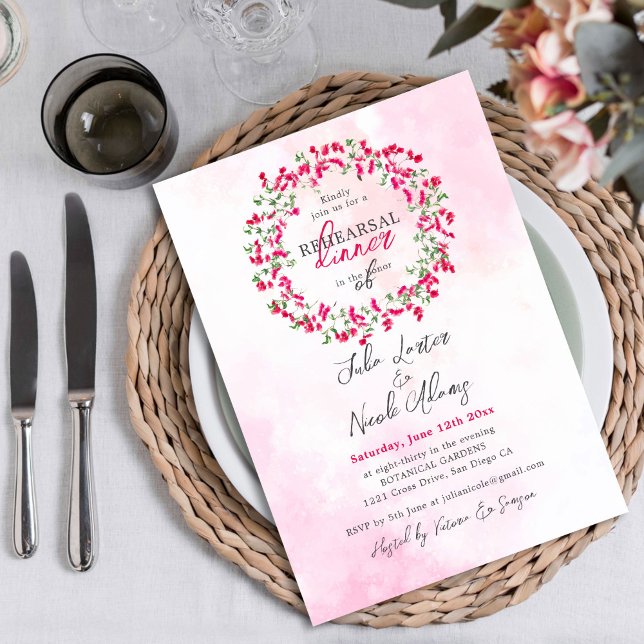 Bougainvillea Tropical Wildblomme Rehearsal Middag Inbjudningar (Skapare uppladdad)