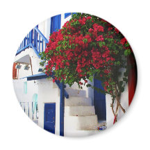 Bougainvillea växer utanför ett hus, Mykonos