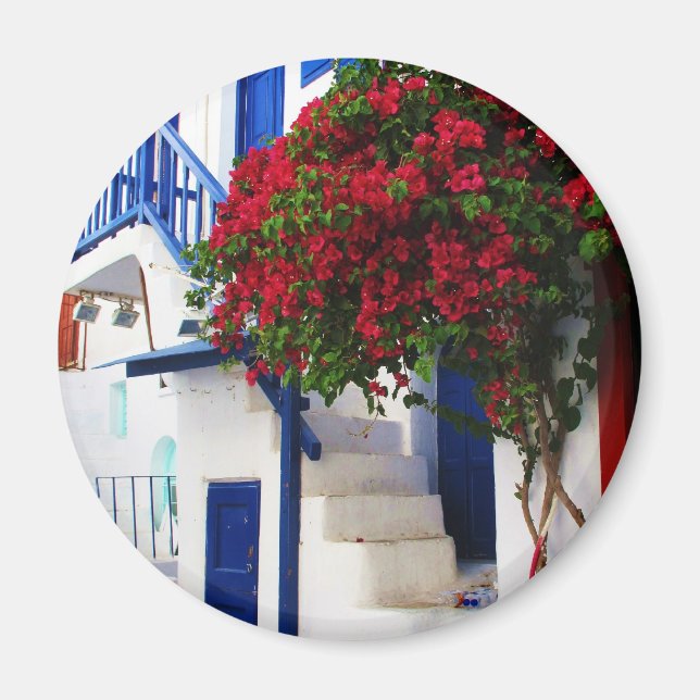 Bougainvillea växer utanför ett hus, Mykonos Magnet (Framsidan)