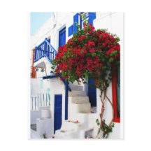 Bougainvillea växer utanför ett hus, Mykonos