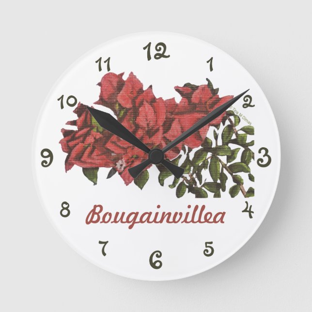 Bougainvillea Wall Clock Rund Klocka (Framsida)