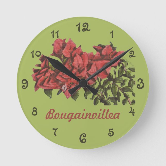 Bougainvillea Wall Clock Rund Klocka (Framsida)