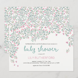 Bougainvillea Watercolor Baby Shower Inbjudningar