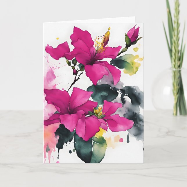 Bougainvillea - Watercolor flowers Kort (Framsida)