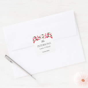 Bougainvillea Wedding Gifts & Favors Sticker Fyrkantigt Klistermärke