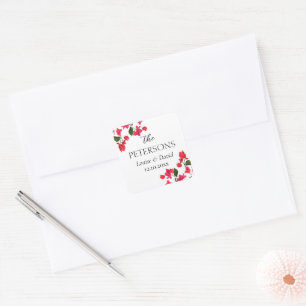 Bougainvillea Wedding Gifts & Favors Sticker Fyrkantigt Klistermärke